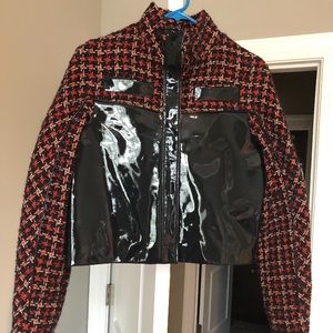 Ground zero wool and patent leather jacket